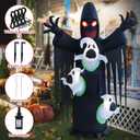 HZGDEJTG 8ft Harvester with Runaway Ghost on Chest Halloween Inflatable Outdoor Decoration, Yard Decorations with LED Lights for Outdoor Lawn, Garden, Home Holiday Party