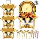 Keyoxy Chafing Dishes for Buffet 5 Qt Food Warmers 4 PACK (Gold-Glass)