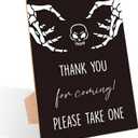 Halloween Baby Shower Table Sign, Thank You For Coming Sign, Pack of 1 Wooden Tabletop Sign with Stand, Black Gothic Baby Shower Supplies, Gender Reveal Party Decorations - TX20