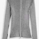 Women's Y2K Cropped Sweater Cardigans Striped Zip Up Cardigan High Neck Fall Sweaters Crop Tops, Grey, Size S