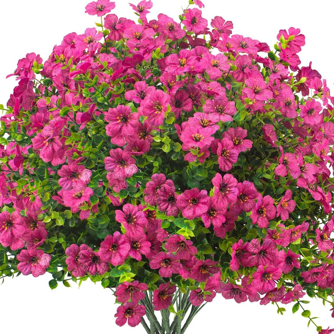 Grunyia Artificial Fake Flowers for Outdoor Spring Decoration, 16 Bundles Faux Silk Colorful Daisy UV Resistant Realistic for Outside Porch Patio Home Yard Garden Planters Pots Window Box (Red Purple)
