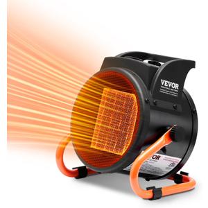 VEVOR Greenhouse Heater, 1500W PTC Fast Heating With Overheat Protection, 3-Speed Setting Small Grow Tent Fan, Electric Portable for Green House, Flower Room, Workplace