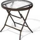 Outdoor Side Table - Small Patio End Table All Weather, Patio Furniture Sets and Outside Furniture for Pool, Balcony, Deck, Porch, Brown 1, 17.7"D x 17.7"W x 17.7"H