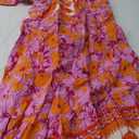 ZESICA Women's Summer Wrap V Neck Bohemian Floral Print Ruffle Swing A Line Beach Mini Dress (Large, Pinkpurple)