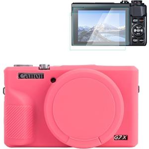 Rieibi Silicone Case for Canon G7X Mark III Case, G7X Mark III Accessories with 2 pcs Sreen Protectors, Detachable Lens Cover for Canon G7X Mark III Cover