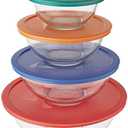Pyrex Smart Essentials Mixing Bowl Set Including Locking Lids (Clear), 8 piece,5 quarts