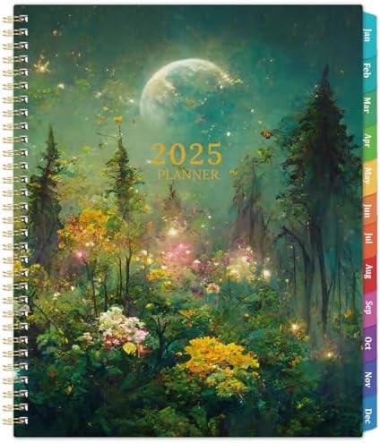 Planner 2025-2025 Planner, 9" x 11", Jul.2025 - Jun.2026, Weekly and Monthly with Colorful Tabs, Strong Twin-wire, Back Pocket - Dreaming Moon, Pack 2