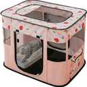 Portable Pet Cat Playpen, Cat Cages Indoor Collapsible Dog Crates Tent Kennel Playpen for Dogs Cat and Rabbit Travel Dog Playpen Indoor & Outdoor (Small27.6" L x 21.7" W x 17.7" H, Pink)