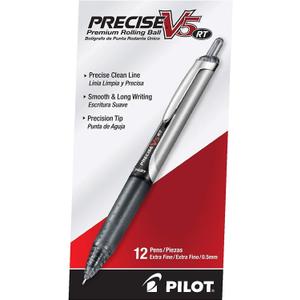 Pilot Precise V5 RT Refillable & Retractable Rollerball Pens, Extra Fine Point Pens 0.5 mm, Black, Pack of 12 - Ideal for School, Journaling & Office Writing