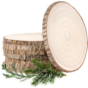 Wood Slices10-11Inch Wood Rounds 8 Pcs Unfinished Wood Slices for Centerpieces, Natural Wood Slices/Cookies, Slabs for Crafts, Wedding Centerpieces for Tables,Party,Christmas, Home Decor