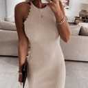 miduo Womens Scallop Trim Halter Neck Sleeveless Sweater Ribbed Knit Mini Dress Bodycon Club Party Dresses