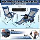 Yuntau 2 Set Reclining Beach Chair and Umbrella for Adults, Outdoor Camping Foldable Sand Chairs with Umbrella, SPF 50+, High Back, with Foot Rest, Cup Holder and Mesh Bag