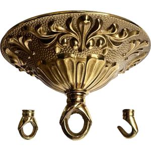 5.43 Inches Diameter Brass Light Canopy Kit with Hooks, Heavy Duty Replacement Ceiling Light Cover Plate, Antique Chandelier Replacement Parts with Mounting Hardware (Brass, A-01)