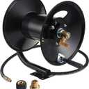 M MINGLE High Pressure Washer Hose Reel 150ft, Heavy Duty Steel Hose Reel, Manual Crank Power Washer Hose Reel with 3/ 8" Pressure Wash Whip Hose, Swivel Arm and Mounting Bracket, 4000 PSI