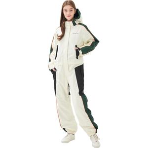Women One Pieces Ski Suits Waterproof Warm Insulated Ski Jumpsuit Removable Hood Snowsuit for Snow Sport (XX-Large, White)