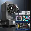 DJ Moving Head Light,XYZ 3-Axis Infinite Rotating 7 LED Beams Stage Lighting with 108x0.2W Colorful Circle,Starry,Amber Strobe Effect,Sound Activate DMX512 19/25CH for Disco Party Wedding Live House