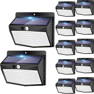 Solar Outdoor Lights, 12 Packs Solar Motion Sensor Security Lights with 3 Lighting Modes Solar Wall Lights Waterproof Solar Powered Lights for Garden Fence Yard