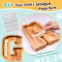 SummiDate Wooden Letter Piggy Bank for Kids| Piggy Bank for Boys Girls Toddler| Alphabet G Money Bank| Personalized Initial Wood Coin Bank Birthday for Kids (G)