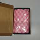 SOIDRAM 2 Pieces Makeup Bag Large Checkered Cosmetic Bag Capacity Canvas Mix Travel Toiletry Bag Organizer Cute Makeup Brushes Aesthetic Accessories Storage Bag for Women, Checkered Mix Rose Red