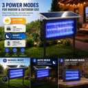 2026 Solar Bug Zapper Outdoor Waterproof Mosquito Repellent Outdoor Patio | 4500V Mosquito Trap & Killer for Moths,Gnats,Flies,Small Flying Insect,18W Solar Powered Fly Zapper for Backyard,Garden,Patio