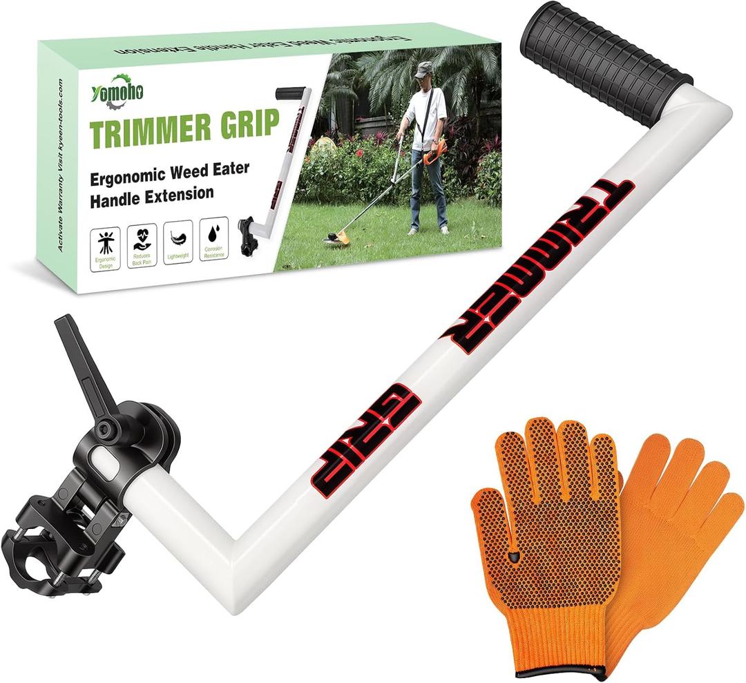 Upgraded Ergonomic Trimmer Grip, String Trimmer Handle, with Trimmer Shoulder Harness, Weed Eater Handle Extension for Trimming, Weedeater Handle Grip for String Trimmer, Lawn Care 17in