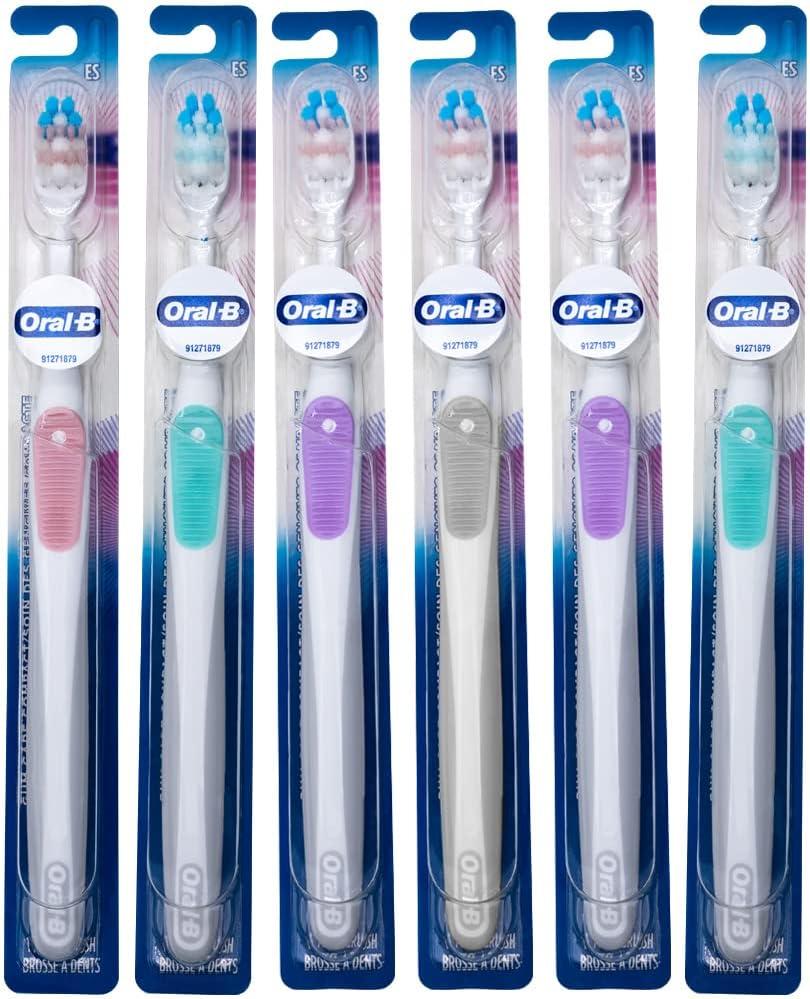 Oral-B Gum Care Extra Soft Toothbrush for Sensitive Teeth and Gums, Compact Small Head, (Colors Vary) - Pack of 6 (1 Count (Pack of 6), Multicolor)