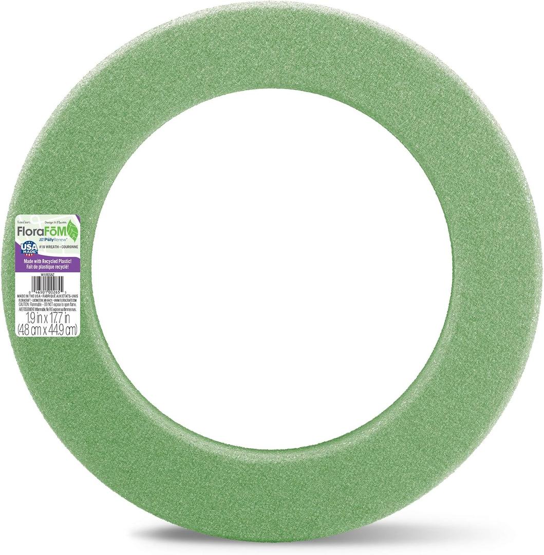 FloraCraft FloraFōM Wreath 1.9 Inch x 17.7 Inch Green
