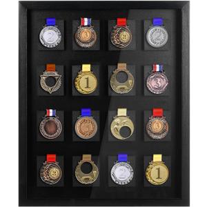 16 Medals 3D Large Medal Shadow Box Display Case with Glass Cover, Medal Holder Display Frame 98% UV Protection 23.6 x 19.7 Inch for Runners Marathon Triathlon Soccer Gymnastics All Sports