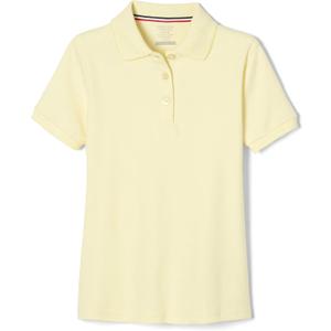French Toast Girls' Short Sleeve Picot Collar Polo School Uniform Shirt (Standard and Plus) (10-12 Plus, Yellow) 2 Packs