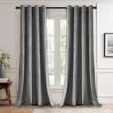JIUZHEN Grey Velvet Curtains 84 inches for Living Room - Thermal Insulated Room Darkening Grommet Thick Velvet Window Drapes for Bedroom/Dining Room, Set of 2 with Tiebacks, W52 x L84