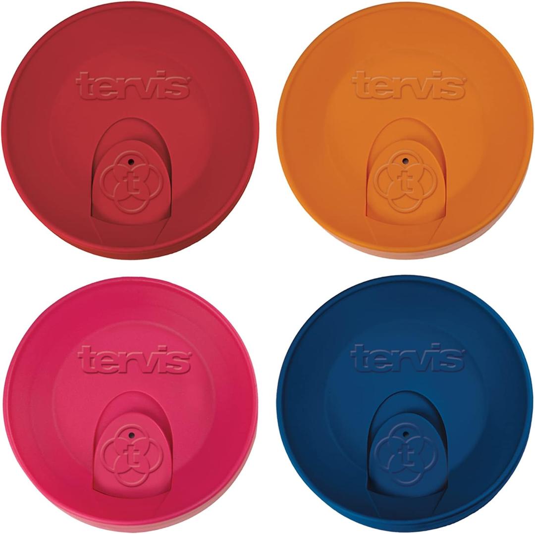 Tervis Travel Lid Made in USA Double Walled Insulated Tumbler Travel Cup Keeps Drinks Cold & Hot, Fits 24oz Tumblers & 16oz Mugs - 4pk, Assorted Red Orange Fuchsia Navy Tervis Travel Lid Made in USA Double Walled Insulated Tumbler Travel Cup Keeps Drinks Cold & Hot, Fits 24oz Tumblers & 16oz Mugs - 4pk, Assorted Red Orange Fuchsia Navy
