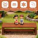 ibasenice 2Pcs Miniature Dollhouse Bench Set - 1:12 Scale Wooden Park Chair Furniture Accessories, Tiny Brown Garden Benches for Fairy Gardens, Christmas Village, Crafts, and Photography Props