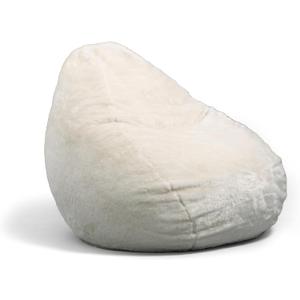 Big Large Teardrop Foam Filled Bean Bag Chair with Removable Cover, Ivory Short Shag, 4 feet Big