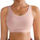 RUNNING GIRL High Impact Sports Bras for Women,Racerback Running Bra Workout Crop Tank Tops Longline Sports Bra Push up (Pink, M)