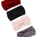 Pangda 4 Pieces Winter Headbands for Women Knit Cable Ear Warmers Muffs Headband Winter Thick Crochet Head Wrap for Ear Covers Cold Weather Christmas Accessories Gift Stocking Stuffers