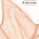 Wingslove Women's Sexy Bra Sheer Lace Bra Plunge Unlined Full Coverage See Through Underwire Bra (38D, Pink Nude)