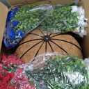 Hananona 2 Set Artificial Outdoor Flowers with Hanging Basket, 2 Hanging Planters with 24 Pcs Patriotic Flowers for Summer Front Porch Patio 4th of July Decor (Red, White, Blue)