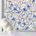 SOMWISE Rainbow Stained Glass Window Privacy Film,Heat Blocking Save Energy, ,17.5x 78.5