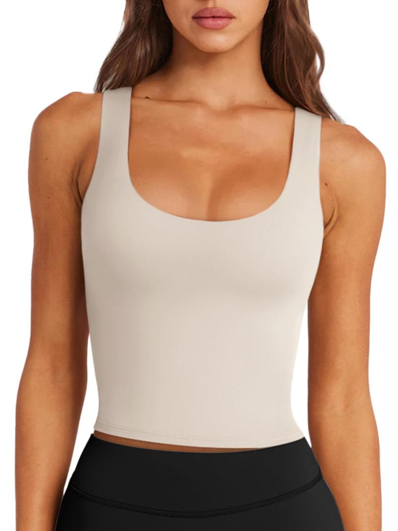 LASLULU Womens Sport Bras Long Line Workout Yoga Gym Athletic Tops Clothes Shirts Camisole Padded Crop Tank Tops, S