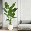Birds of Paradise Plant Artificial, 6FT Fake Plants Faux Banana Leaf Tree with 10 Banana Leaves, Lifelike Tall Fake Tropical Palm Indoor Silk Floor Plant in Black Pot for House,Office,Room,Home Decor