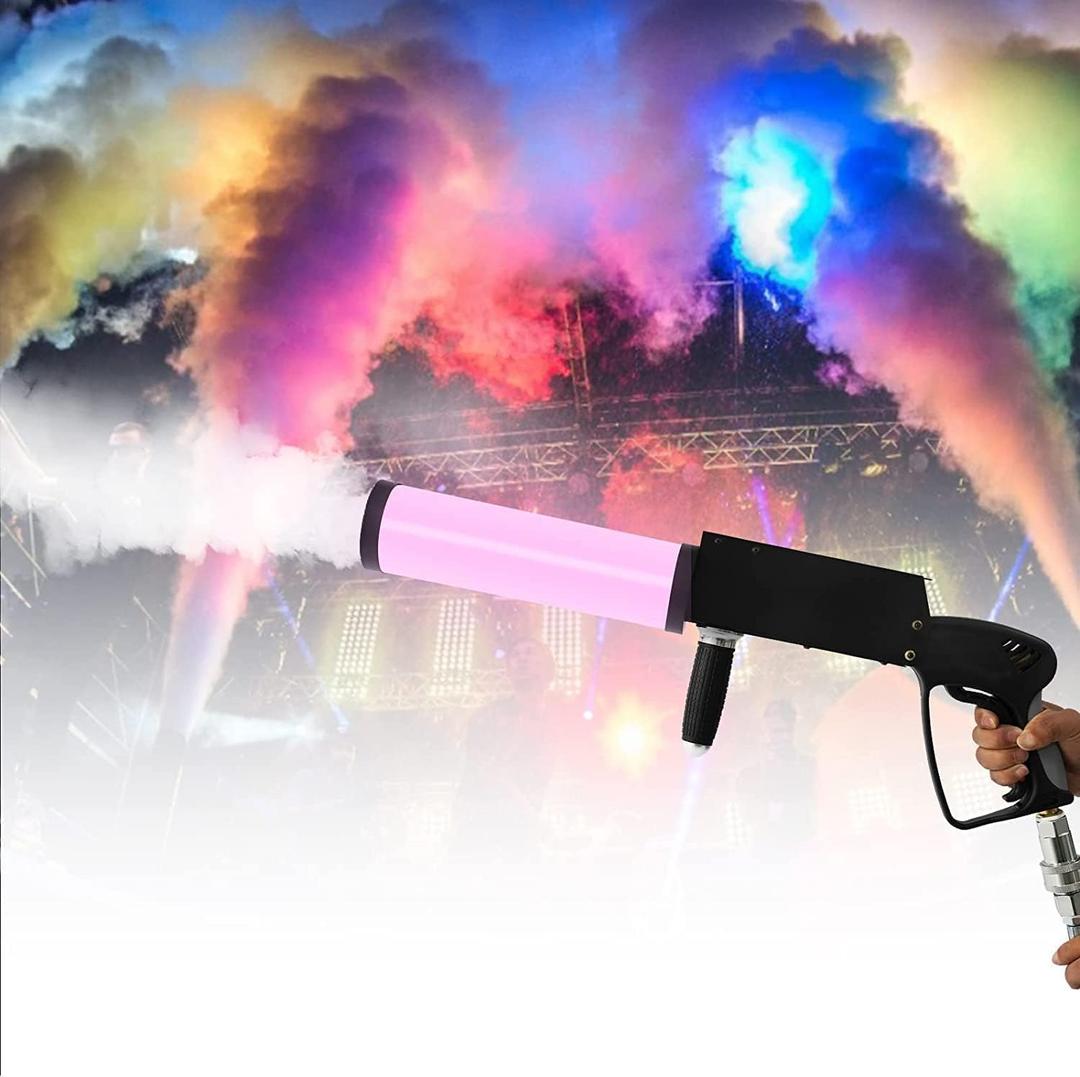 CO2 Fog Machine, Handheld Fog Gun, Cannon Fog Machine with LED Lights Effect, Fogger, Smoke Gun With 3 Meter Gas Hose for Night Club Party, DJ Effects