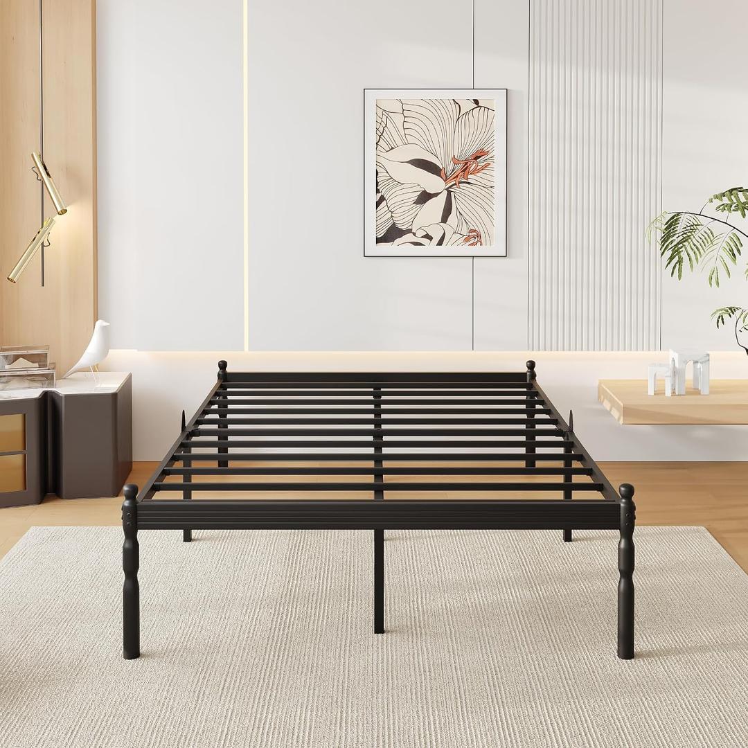 18 Inch Full Metal Bed Frame with Mattress Slide Stopper, Full Size Platform Bed Frames No Box Spring Needed, Heavy Duty Bedframe, Easy Assembly, Noise Free