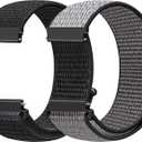 18mm Nylon Sport Quick Release Watch Bands Compatible with Garmin Venu 4 41mm/3S 41mm/Venu 2S/Vivoactive 4S/Vivomove 3S/Active S/Forerunner 265S(42mm)/255S/Fossil Women's Gen 6 42mm/5E 42mm Women Men (Dark Black+Iron Grey)
