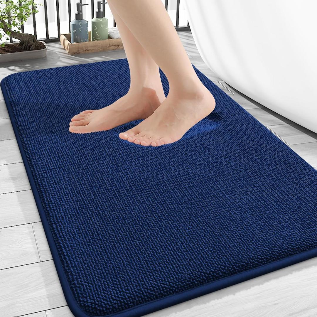 OLANLY Thick Memory Foam Bath Mat Rug 30x20, Extra Soft Absorbent Bathroom Rug, Quick Dry Bath Mats, Non-Slip, Machine Washable Carpet for Bathroom, Tub and Shower, Home Decor Accessories, Navy OLANLY Thick Memory Foam Bath Mat Rug 30x20, Extra Soft Absorbent Bathroom Rug, Quick Dry Bath Mats, Non-Slip, Machine Washable Carpet for Bathroom, Tub and Shower, Home Decor Accessories, Navy
