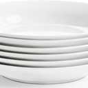 Pasta Bowls Set of 6, 9 Inch Serving Bowl, 27 oz White Porcelain Salad Bowls, Large Pasta Bowl for Soup, Kitchen, Dinner, Microwave and Dishwasher Safe