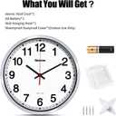 Geevon 12 Inch Atomic Wall Clock - Self-Setting Analog Clock with Automatic Time Sync - Battery Operated for Home Office School - Silver Frame