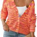 Sovoyontee Cardigan Sweaters for Women 2025 Open Front Long Sleeve Button Down Fall Knit Lightweight Sweater (Multicolor,Large)
