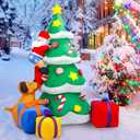 Aoibox 7FT Inflatables Lighted Christmas Tree, Dog Chasing Santa Claus, Blow Up Cute Funny Indoor Outdoor Xmas Decor Lawn Yard Garden Decorations