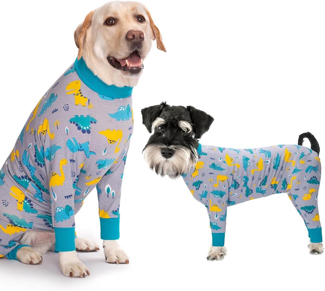 Dog Recovery Suit After Surgery Female Male, Medium Large Dog Neuter Shirt Cone Alternatives Prevent Licking Surgical Onesies (Dinosaur, XL) (X-Large, Dinosaur)