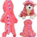 Freebily Funny Dog Dinosaur Costume Halloween Dinosaur Cosplay Warm Apparel for Small Medium Large Pink 2XL